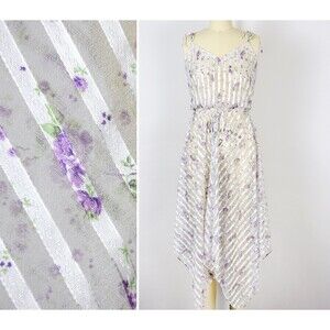 1970s Sheer Sundress Size XS 70s Sundress 70s Floral Dress White Purple